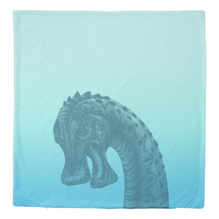 Cute Blue Geek Dinosaur Duvet Cover
