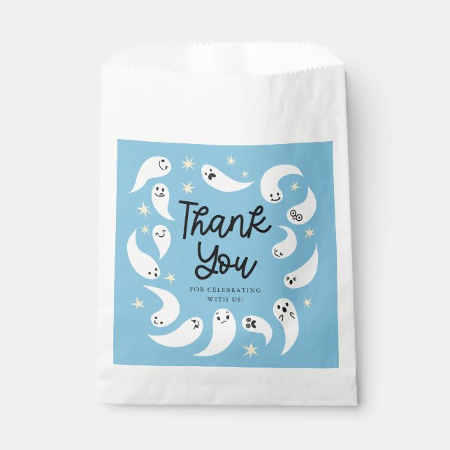 Cute Blue Ghost Baby Shower Favor Bag (Front)