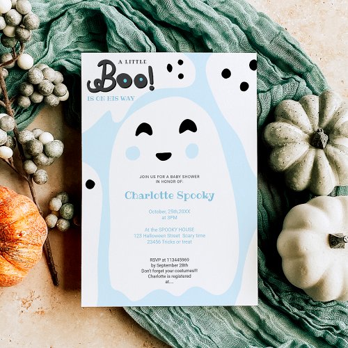 Cute blue ghosts Halloween boo baby shower Invitation
