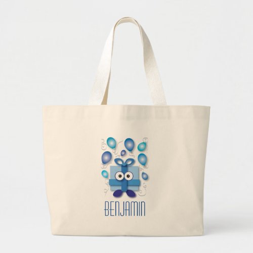 Cute Blue Gift Box Baby Shower Birthday Large Tote Bag