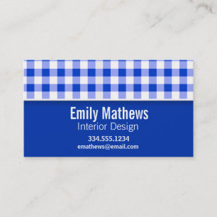 Cute Blue Gingham; Checkered Business Card