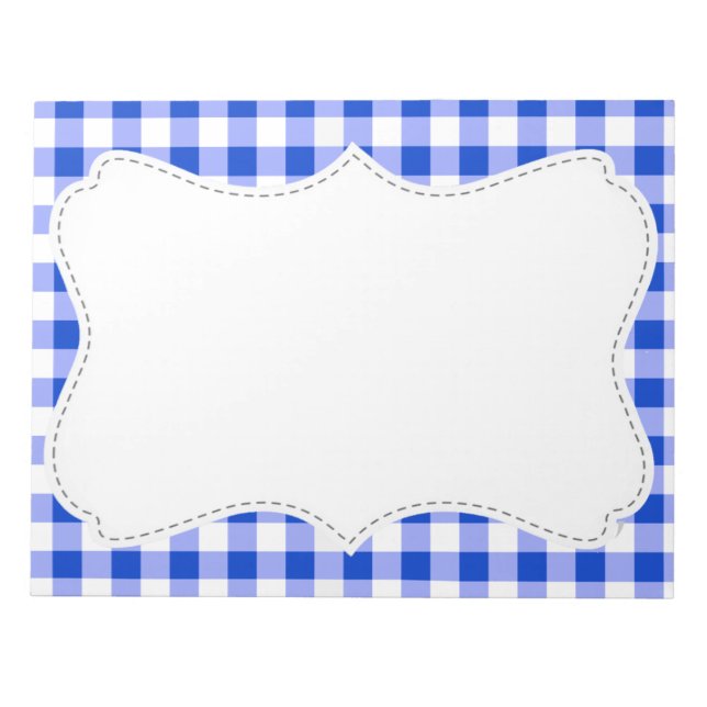 Cute Blue Gingham; Checkered Notepad (Front)
