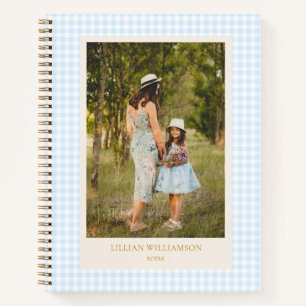 Cute Blue Gingham Photo Personalized Notes Journal