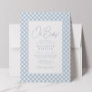 Cute blue gingham simple baby shower invitation