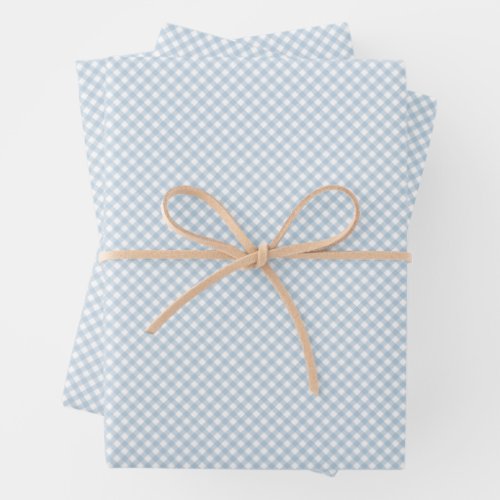 Cute blue gingham simple classic baby wrapping paper sheets