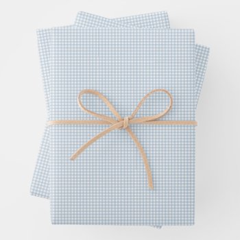 Cute Blue Gingham Simple Classic Checks Wrapping Paper Sheets by LeaDelaverisDesign at Zazzle