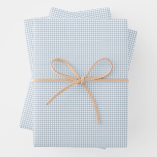 Cute blue gingham simple classic checks wrapping paper sheets