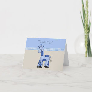 Cute Blue Giraffe Baby Boy Thank You Cards