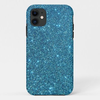 Cute Blue Glitter Sparkles Iphone 11 Case by RetroZone at Zazzle