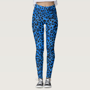 Cute Blue/Gold Leopard Print Leggings