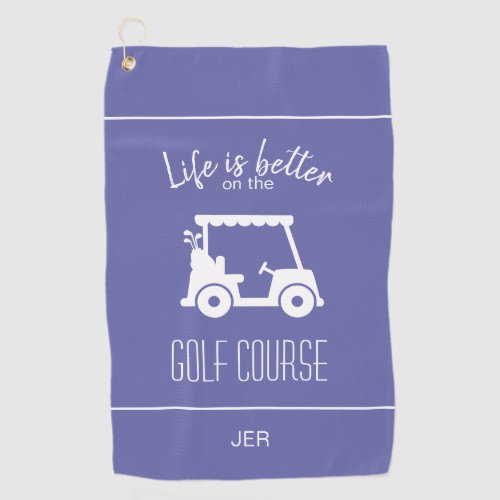 Cute Blue Golf Cart Golfer Golf Course Quote Golf Golf Towel