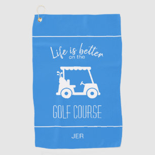 Cute Blue Golf Cart Golfer Golf Course Quote Towel