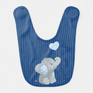 CUTE BLUE & GRAY BABY ELEPHANT BIB