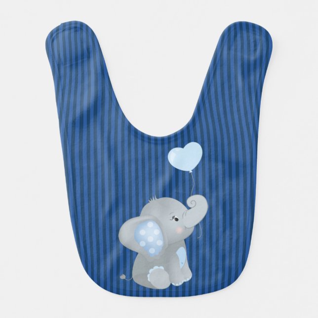 CUTE BLUE & GRAY BABY ELEPHANT BIB (Front)
