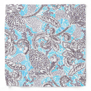 Cute blue gray classic floral bandana