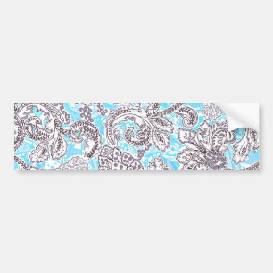 Cute blue gray classic floral bumper sticker