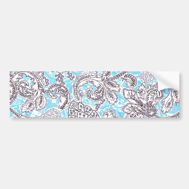 Cute blue gray classic floral bumper sticker (Front)