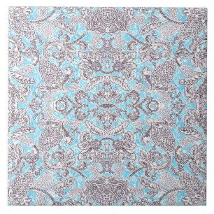 Cute blue gray classic floral ceramic tile