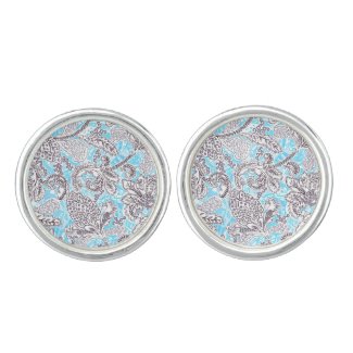 Cute blue gray classic floral