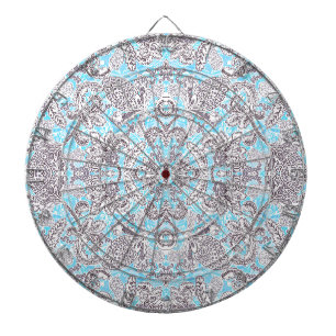 Cute blue gray classic floral dart board