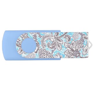 Cute blue gray classic floral