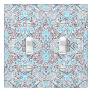 Cute blue gray classic floral light switch cover