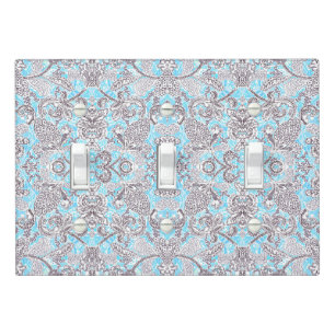 Cute blue gray classic floral light switch cover