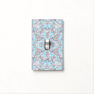 Cute blue gray classic floral light switch cover