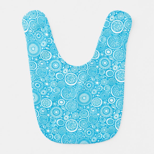 Cute blue gray ornament pattern baby bib (Front)