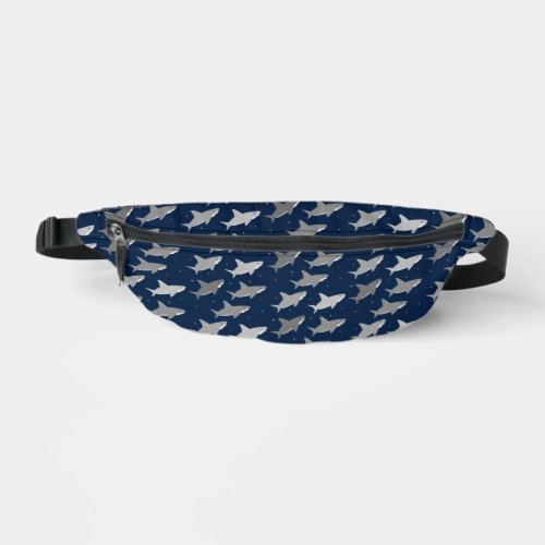 Cute Blue Gray Shark Pattern Fanny Pack