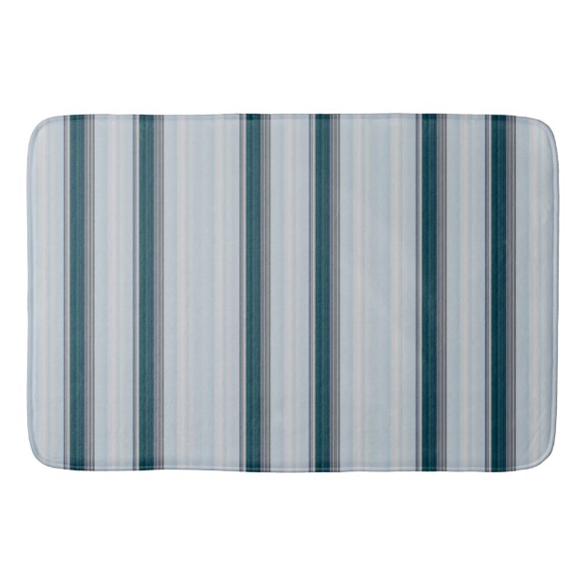 Cute blue gray stripes  bath mat (Front)