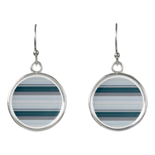Cute blue gray stripes  earrings (Front)