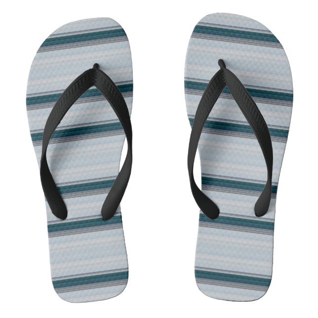 Cute blue gray stripes  flip flops (Footbed)