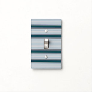 Cute blue gray stripes  light switch cover