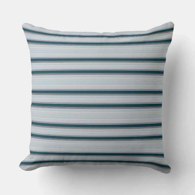 Cute blue gray stripes  throw pillow (Front)