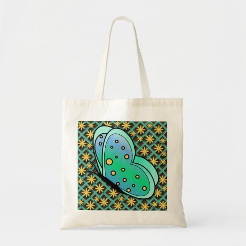 Cute Blue Green Brown Yellow Butterfly Tote