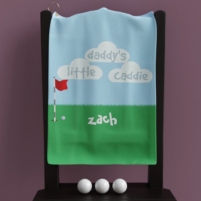 Cute Blue Green Daddy's Little Caddie Golf Towel (Cute Blue Green Daddy's Little Caddie Golf Towel with space for your name)
