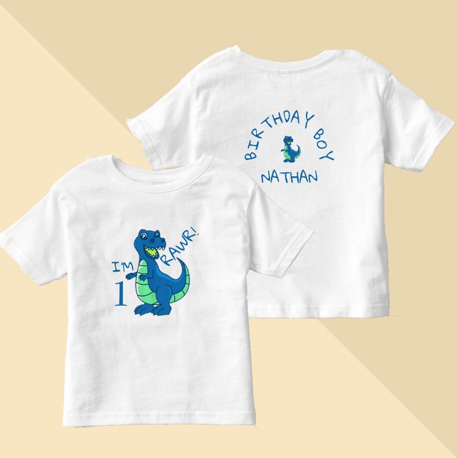 Cute Blue Green Dinosaur First Birthday  Toddler T-shirt (Cute Blue Green Dinosaur First Birthday Toddler T-shirt)