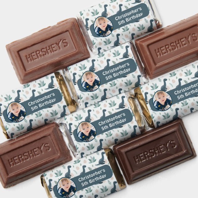 Cute Blue Green Dinosaur with Foliage and Eggs Hershey's Miniatures (Assorted)