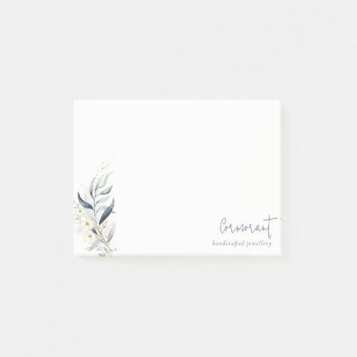 Cute Blue Green Gold Leafy Botanical Floral Bunch Post_it Notes