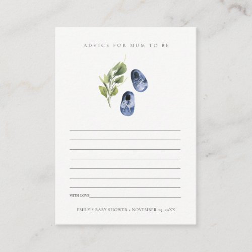 Cute Blue Green Leafy Advice for Mum Baby Shower