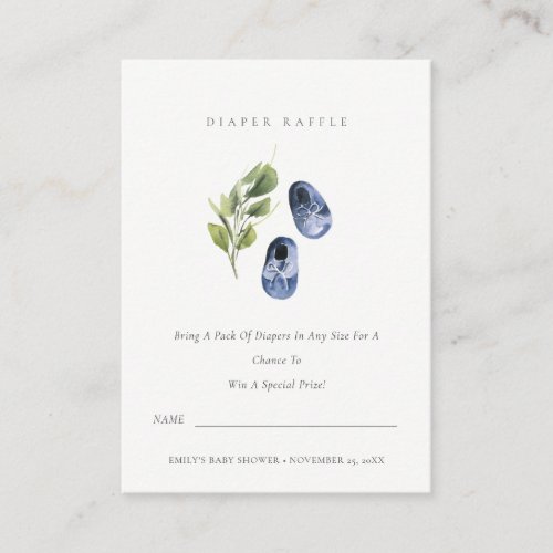 Cute Blue Green Leafy Diaper Raffle Baby Shower 