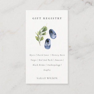 Cute Blue Green Leafy Gift Registry Baby Shower Enclosure Card