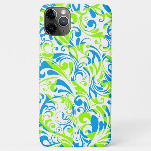 Cute blue green mixed floral patterns Case-Mate iPhone case (Back)