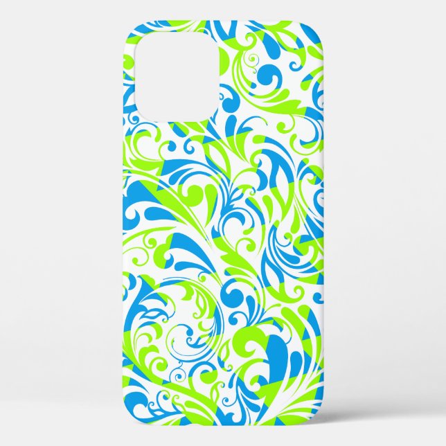 Cute blue green mixed floral patterns Case-Mate iPhone case (Back)
