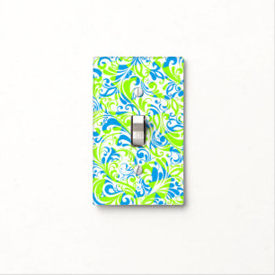Cute blue green mixed floral patterns light switch cover