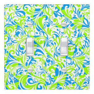 Cute blue green mixed floral patterns light switch cover