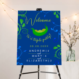 Cute Blue Green Peas In A Pod Triplet Joint Party Foam Board