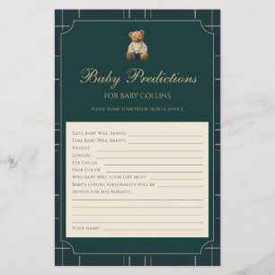 Cute Blue Green Plaid Teddy Bear Baby Shower Game