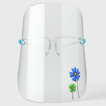 Cute Blue Green Retro Flowers Face Shield